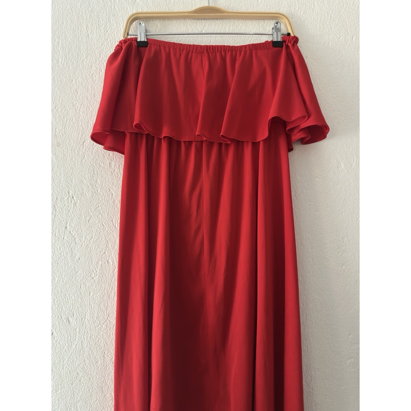 Vintage 1970s/1980s Red Tube Top Midi Ruffle Wrap Dress - Size 7/8 — image 7 of 8